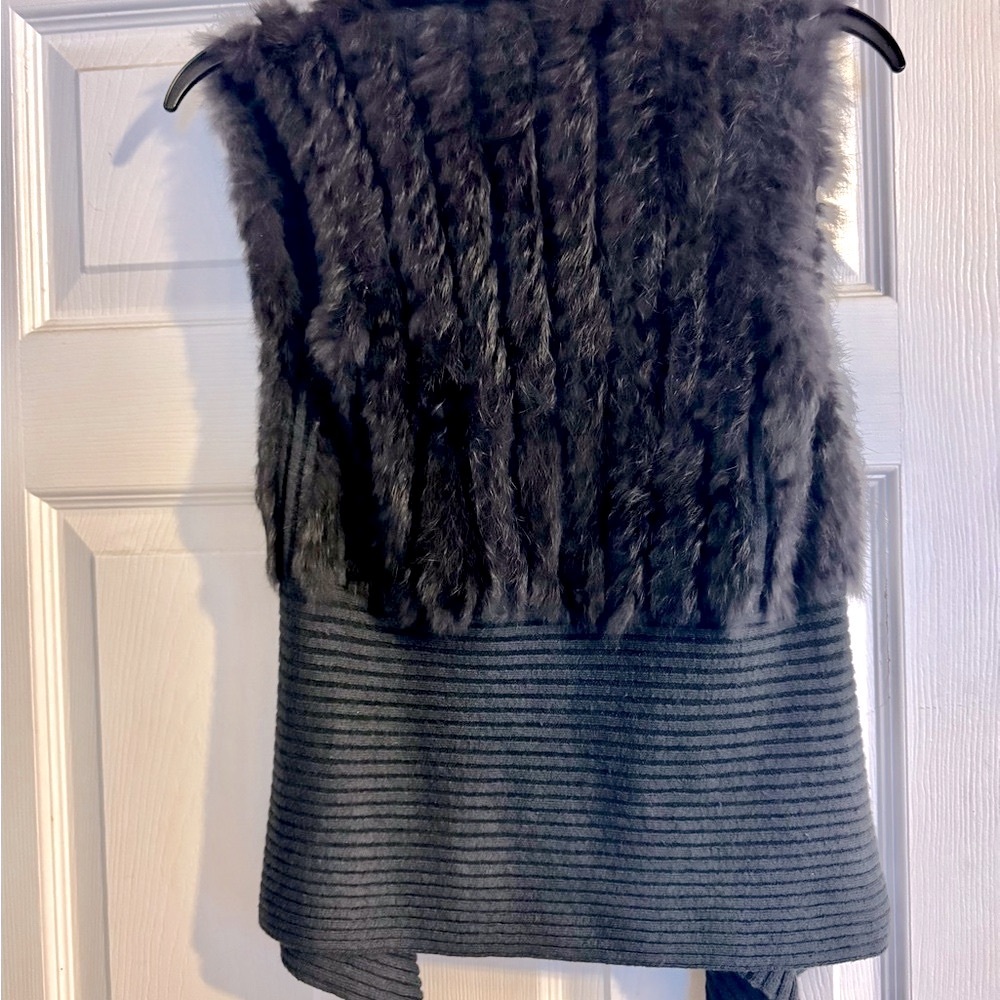 NK Dark Grey  Rabbit Fur Vest